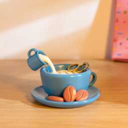 3D Printed Coffee Cup Trinket Bowl Latte Art Desk Decor - thumbnail 3