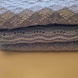 Large Hand Knitted Baby Blue Blanket - thumbnail 4