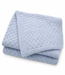 Large Hand Knitted Baby Blue Blanket - thumbnail 1