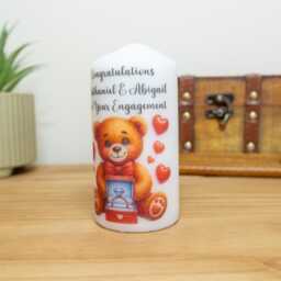 Personalised Teddy Bear Engagement Candle Romantic Couple Gift - 12cm - thumbnail 4