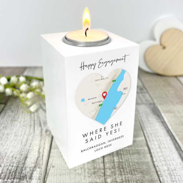 Personalised Map White Tea Light Holder - Custom Location Keepsake Gift - image 1