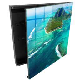 Tropical Paradise Wall Mounted Key Cabinet, Turquoise Box For Wall, Photographic Landscapes, Nature & Travel Lovers - thumbnail 1
