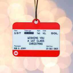 Personalised Train Ticket Christmas Tree Decoration, Bauble, Custom Ticket, Xmas Decoration - thumbnail 3