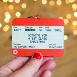 Personalised Train Ticket Christmas Tree Decoration, Bauble, Custom Ticket, Xmas Decoration - thumbnail 2
