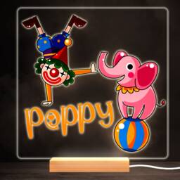 Circus Clown Elephant Colourful Square Personalised Gift Led Lamp Night Light - Bedroom