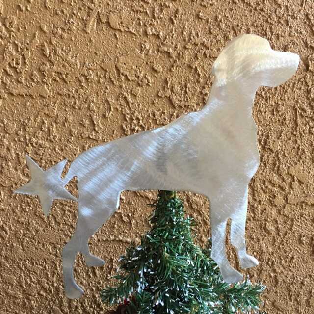 Weimaraner Dog Christmas Tree Topper, Wreath Decor, Holiday Decoration, Aluminum, Handmade With Attached Tree Topper Clip - image 1