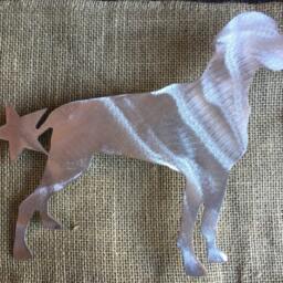 Weimaraner Dog Christmas Tree Topper, Wreath Decor, Holiday Decoration, Aluminum, Handmade With Attached Tree Topper Clip - thumbnail 2