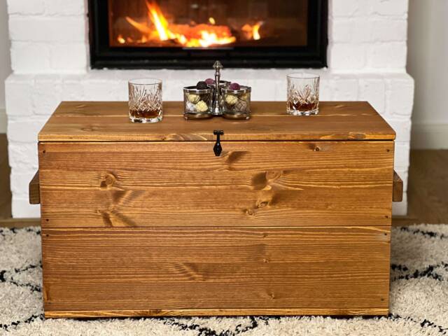 Coffee Table Chest Wooden Box Vintage Shabby Chic - image 1