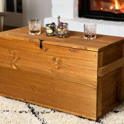 Coffee Table Chest Wooden Box Vintage Shabby Chic - thumbnail 2