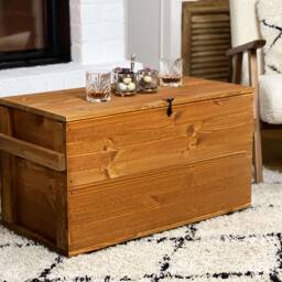 Coffee Table Chest Wooden Box Vintage Shabby Chic - thumbnail 3