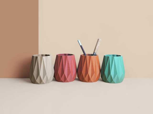 3D Pencil Pot, Desk Organizer Made With Recycled Wood , Idea For Office Accessorie, Storage & Decoration, Scandinavian Design, Gift Home - image 1