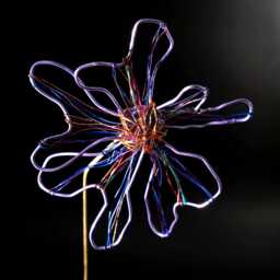 Wire Flower Sculpture Purple Daisy Artist Made Design Abstract Line Art - thumbnail 4