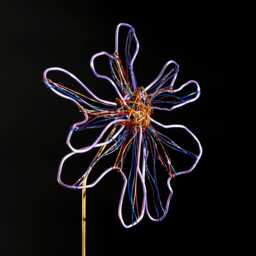 Purple Flower Art, Wire Sculpture Abstract Daisy, Vertical Botanical Decor
