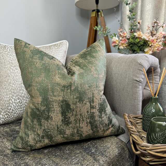 Olive Green Cushion Cover, Scatter Luxury Pillow Cover - Gold Shimmer, Throw Pillow, Curico Ashley Wilde Fabric- Worldwide Shipping - image 1