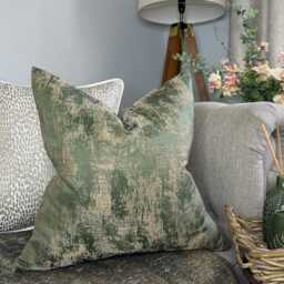 Olive Green Cushion Cover, Scatter Luxury Pillow Cover - Gold Shimmer, Throw Pillow, Curico Ashley Wilde Fabric- Worldwide Shipping - thumbnail 2