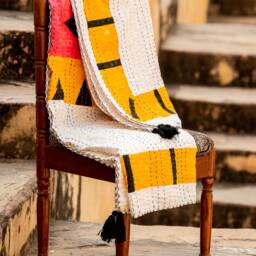 Tiger Face Kantha Throw Blanket Hand-stitched Cotton Indian Quilt, Block Printed Accent Throw, Boho Decor For Living Room/Bedroom - thumbnail 2