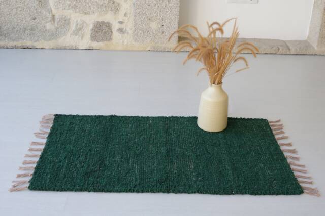 Small Forest Green Rug, Cotton Bathroom Bedroom Shower Washable Kitchen Gr??ner Teppich, Tapis Vert - image 1
