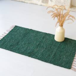 Small Forest Green Rug, Cotton Bathroom Bedroom Shower Washable Kitchen Gr??ner Teppich, Tapis Vert - thumbnail 2
