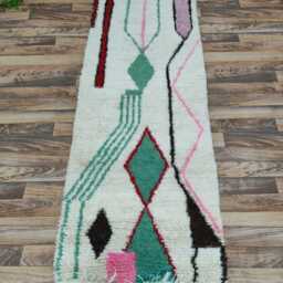 Handmade Moroccan Wool Runner Rug Abstract Berber Hallway Rug - thumbnail 3
