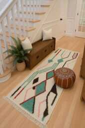Handmade Moroccan Wool Runner Rug Abstract Berber Hallway Rug - thumbnail 1