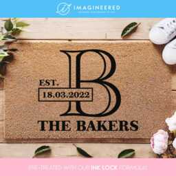 Monogram Doormat - Family Door Mat Personalized Surname Housewarming Gift Custom Closing Wedding - thumbnail 1