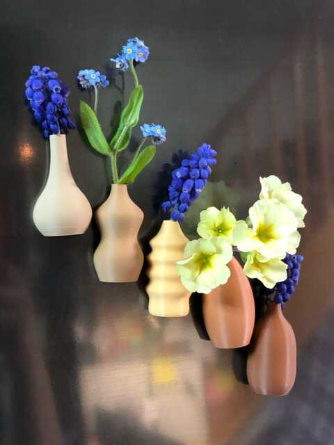 Set Of 5 Earthy Tone Fridge Decor Magnetic Mini Bud Vases - image 1