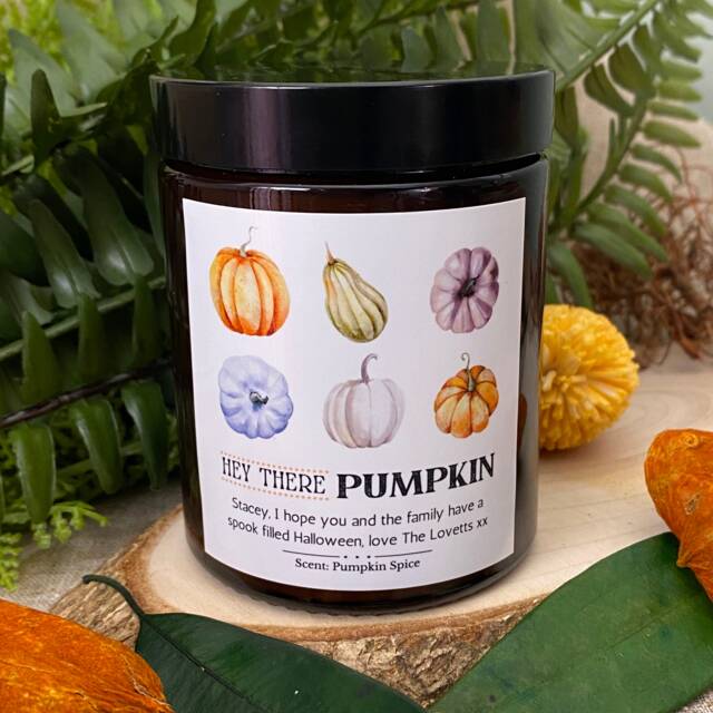 Autumn Candle Hey There Pumpkin - Spice Personalised Soy Wax - No Paraffin - image 1