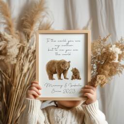 Personalised Framed Mother Bear Gift, Mum Print, Mums Birthday & Daughter Gifts, New Mummy Mothers Day Gift - thumbnail 1