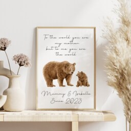 Personalised Framed Mother Bear Gift, Mum Print, Mums Birthday & Daughter Gifts, New Mummy Mothers Day Gift - thumbnail 3