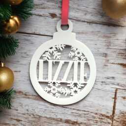 Custom Christmas Baubles, Personalised Acrylic Ornament, Laser Cut Name Snowflake Decoration