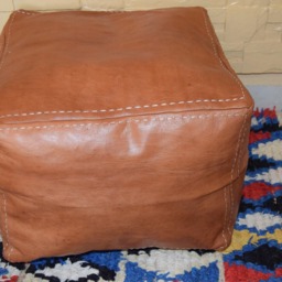 Leather Stool, Ottoman Pouf, Square Tan Pouf Poufs, Handmade Pouf, Footstool, Berber Floor Cushion, Pouf Chair, Leather Gift - thumbnail 2