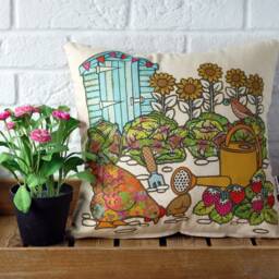 Potting Shed Scatter Cushion Allotment Scene Chicken Art Vegetable Patch Grow Your Own Gift For Gardener Smallholder Smallholding Souvenir - thumbnail 4