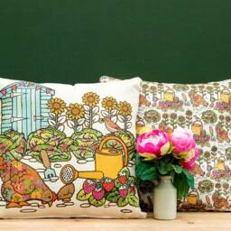 Potting Shed Scatter Cushion Allotment Scene Chicken Art Vegetable Patch Grow Your Own Gift For Gardener Smallholder Smallholding Souvenir - thumbnail 2