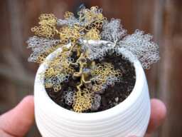 Gold & Silver Wire Bonsai Sculpture - thumbnail 1