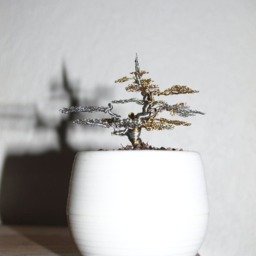 Gold & Silver Wire Bonsai Sculpture - thumbnail 4