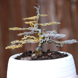 Gold & Silver Wire Bonsai Sculpture - thumbnail 2