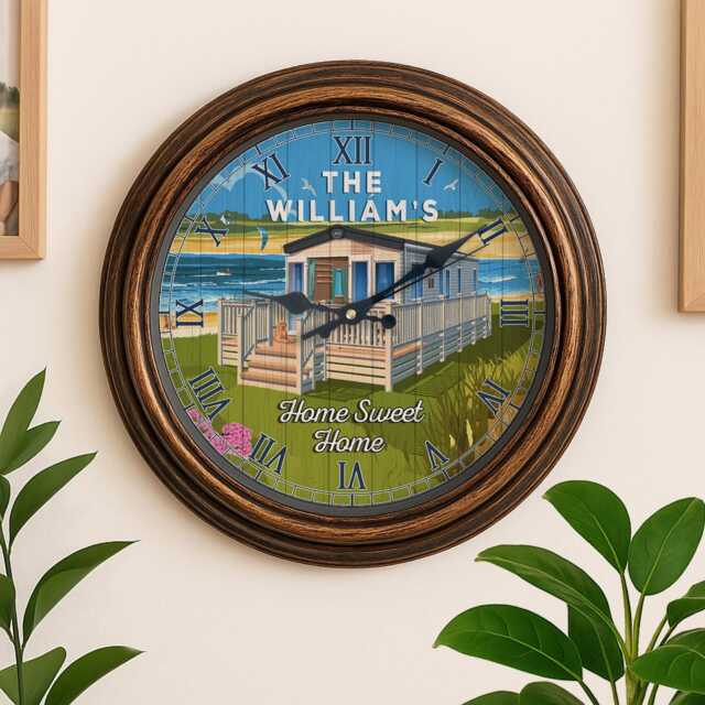 Personalised Caravan Wall Clock Custom Name Caravanning Glass Mother's Birthday Gift For Her Kitchen Home Decor Holiday Ekrc73 - image 1