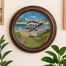 Personalised Caravan Wall Clock Custom Name Caravanning Glass Mother's Birthday Gift For Her Kitchen Home Decor Holiday Ekrc73 - thumbnail 1