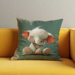 Cute Baby Elephant Cushion Cover, Whimsical Nursery Throw Pillow Adorable Animal Illustration For Kids Room Decor, Custom Size - thumbnail 2