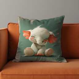 Cute Baby Elephant Cushion Cover, Whimsical Nursery Throw Pillow Adorable Animal Illustration For Kids Room Decor, Custom Size