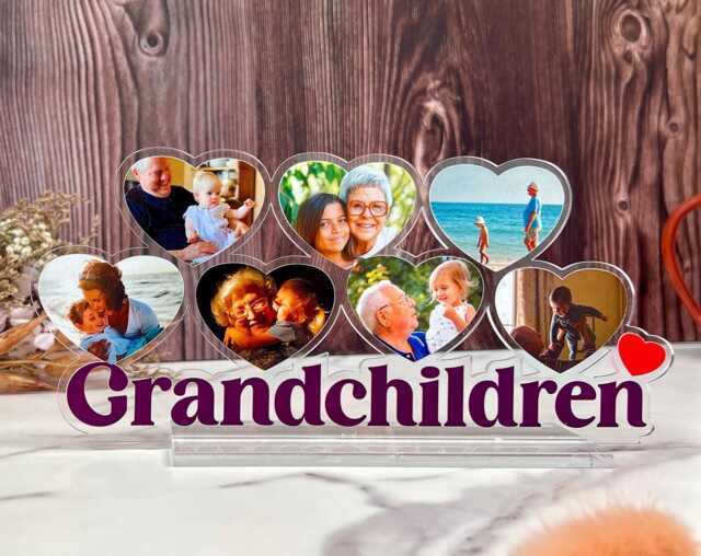 Personalized Grandchildren Heart Photo Stand Custom Grandparent Gift - image 1
