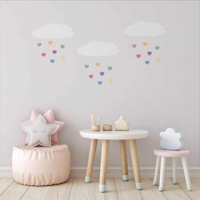Kids Wall Decals Smiling Clouds Rainbow Stars, Nursery Decals, Decal Kids, Baby Sticker, Decor - image 1