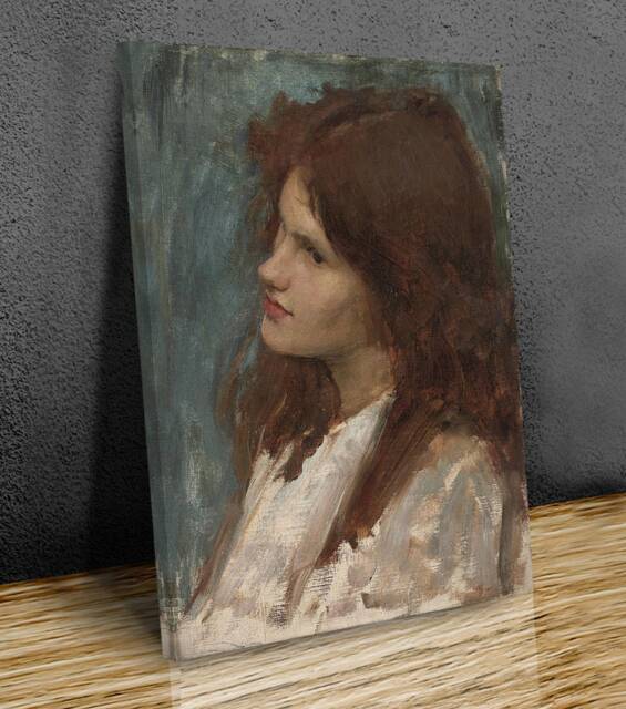 John William Waterhouse Head Of A Girl, Home D??cor, Canvas Print Art Framed - image 1