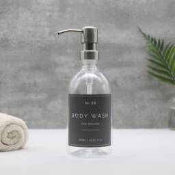 Refillable Plastic Soap Dispenser Silver Metal Pump, Waterproof Label - thumbnail 3