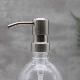 Refillable Plastic Soap Dispenser Silver Metal Pump, Waterproof Label - thumbnail 4