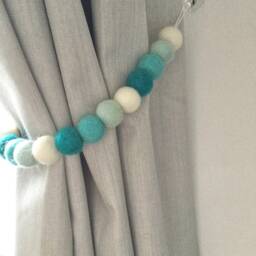 Oceanic Felt Ball Curtain Tie Back Wool Pom Decor - thumbnail 2