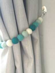 Oceanic Felt Ball Curtain Tie Back Wool Pom Decor