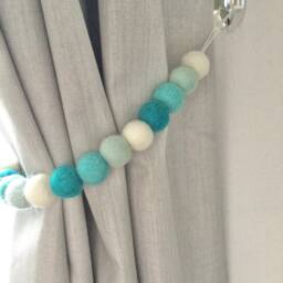 Oceanic Felt Ball Curtain Tie Back Wool Pom Decor - thumbnail 3