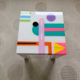 Handmade Colorful Resin Coffee Table Modern Art Side End Table - thumbnail 3