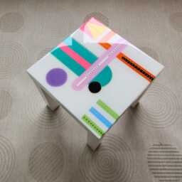 Handmade Colorful Resin Coffee Table Modern Art Side End Table - thumbnail 4